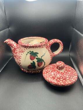 Red And White Strawberry Teapot
